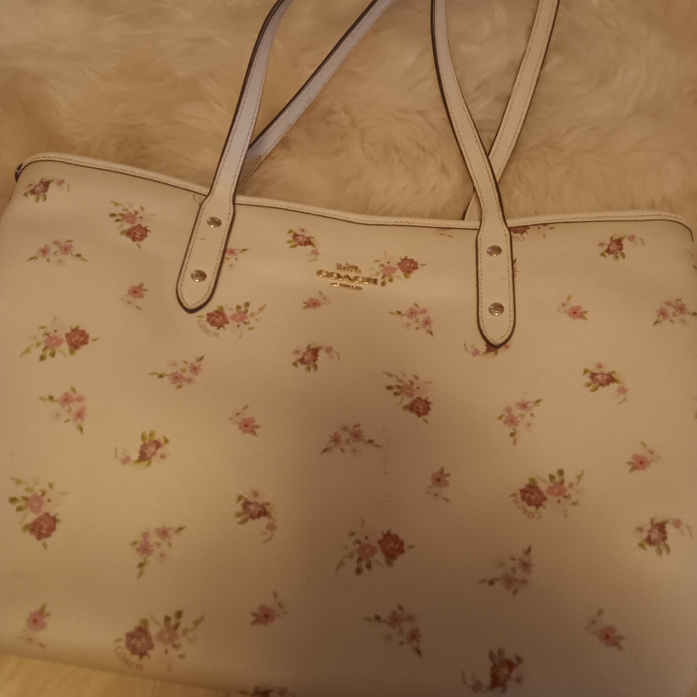 Coach Cream Floral Tote Bag